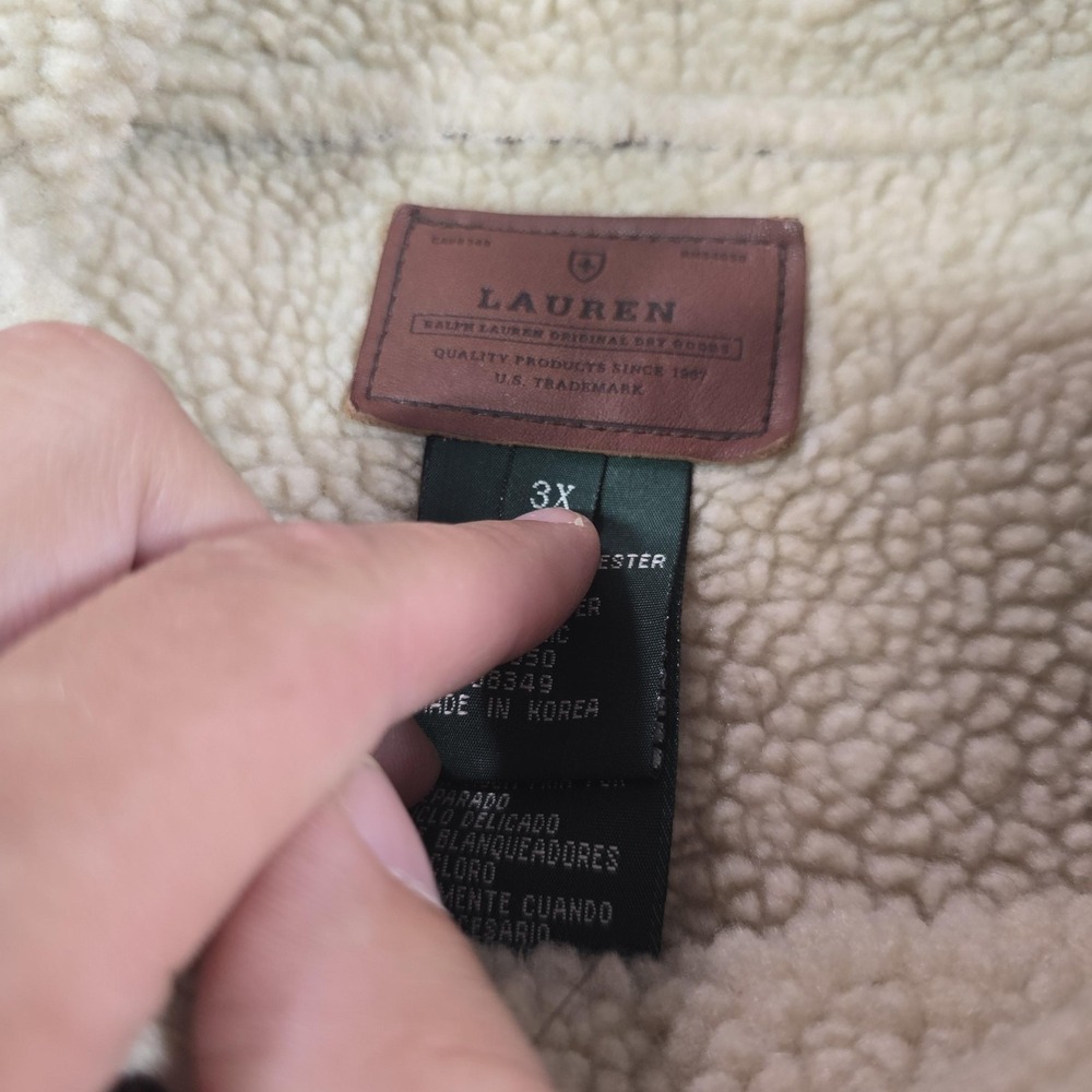 Lauren Ralph Lauren Coat Womens 3X Brown Faux Suede Sherpa Lined Button Front - Picture 5 of 15